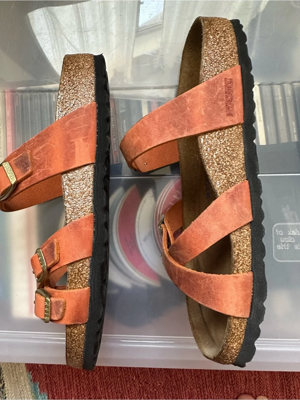 Birkenstock Women’s Rust Orange Strappy Cork Sandals